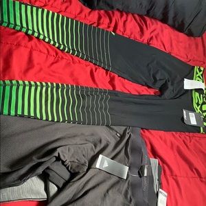 Adidas green stripes 2xu training pants